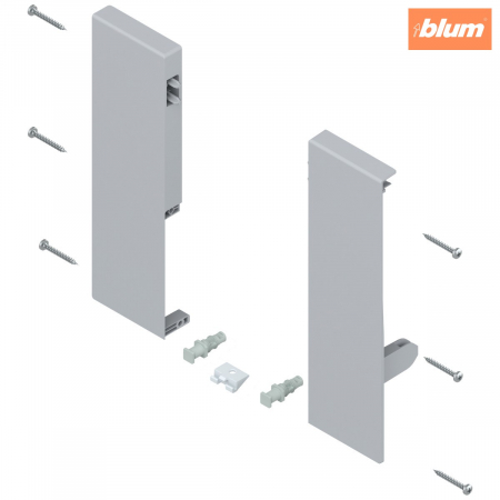Tandembox Antaro - Blum - TANDEMBOX Suporturi de front, înălţime D, pentru extragere interioară cu 1x lonjeron, dreapta+stânga, pentru TANDEMBOX antaro, finisaj gri-aluminiu ZIF.74D0