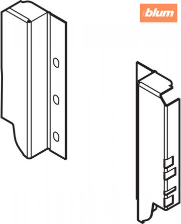 TANDEMBOX Suporturi pentru spate de lemn, Înălţime B (160 mm), dreapta+stânga, finisaj R9006 gri aluminiu Z30B000S.04HO-RW [1]