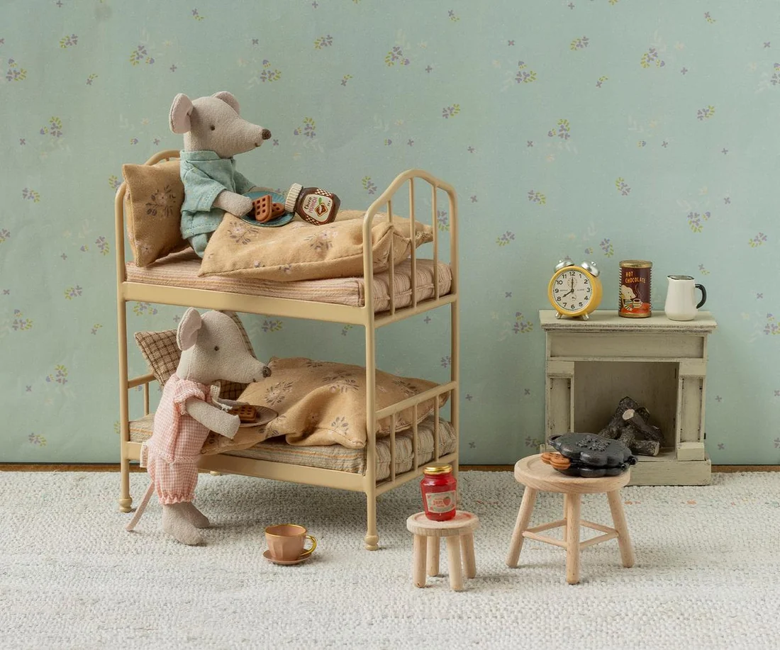 accesorii maileg - Pat supraetajat, Șoarece - Cream -Bunk bed, Mouse - Wheat [2]
