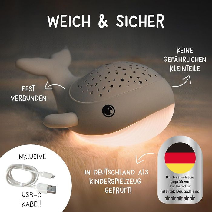 Balena MegaLight LED WILLY WHALE cu proiector de stele reglabil cu baterie [6]