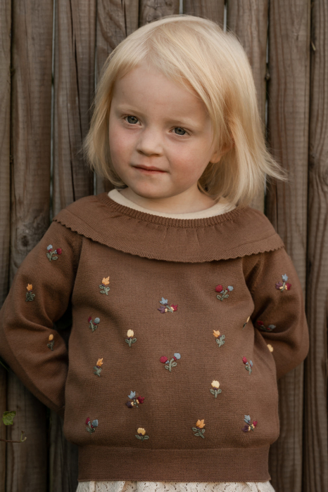 Bluza tricotată, brodată, bumbac organic,Marie, Hanevild [1]