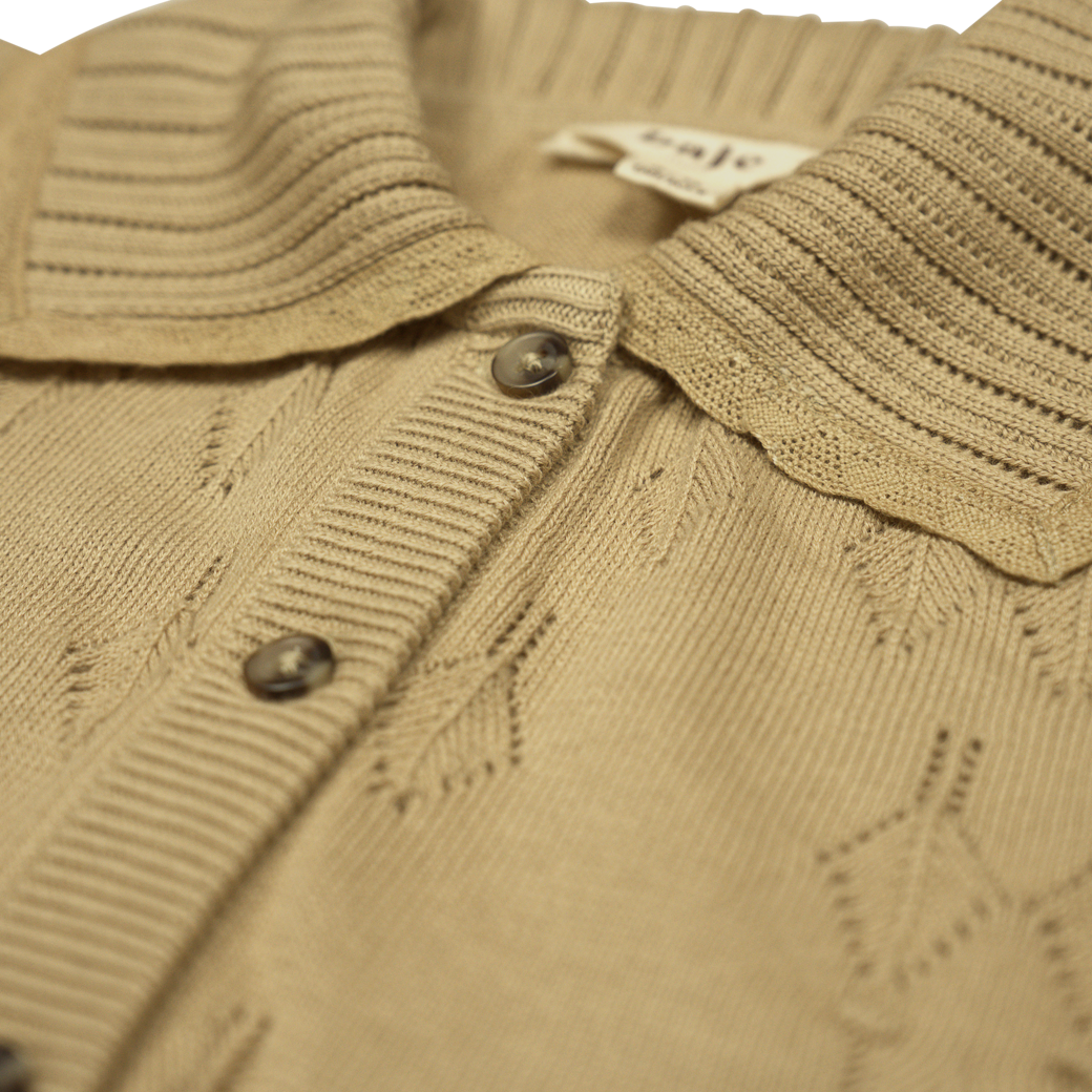 Cardigan Petrie, bumbac organic, culoarea Taupe, Baje [4]