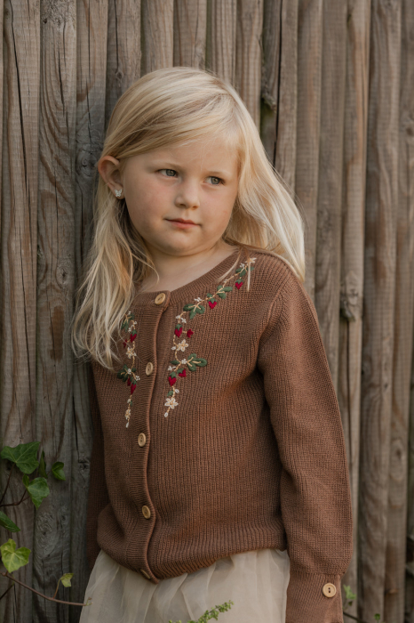 Cardigan tricotat, brodat, bumbac organic, Dagmar, Hanevild [2]