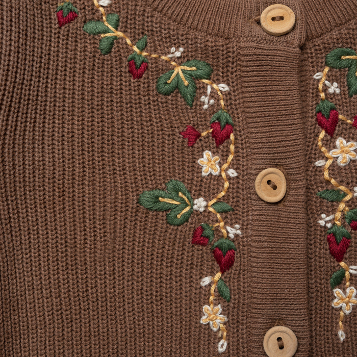 Cardigan tricotat, brodat, bumbac organic, Dagmar, Hanevild [3]