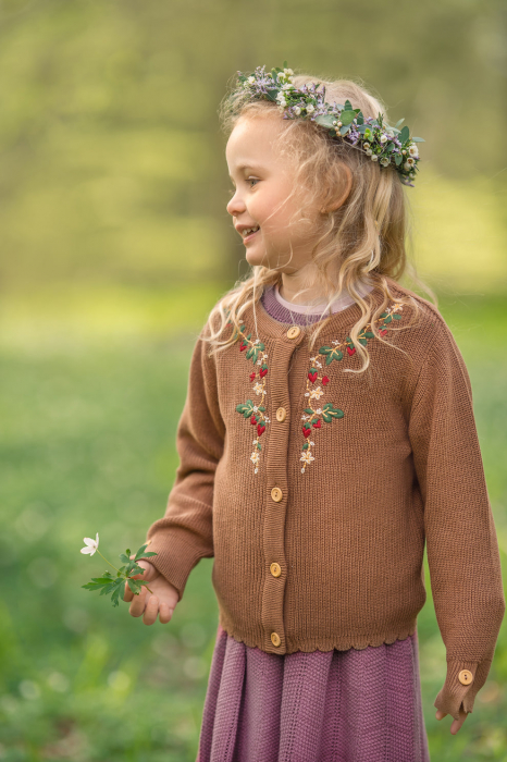 Cardigan tricotat, brodat, bumbac organic, Dagmar, Hanevild [4]