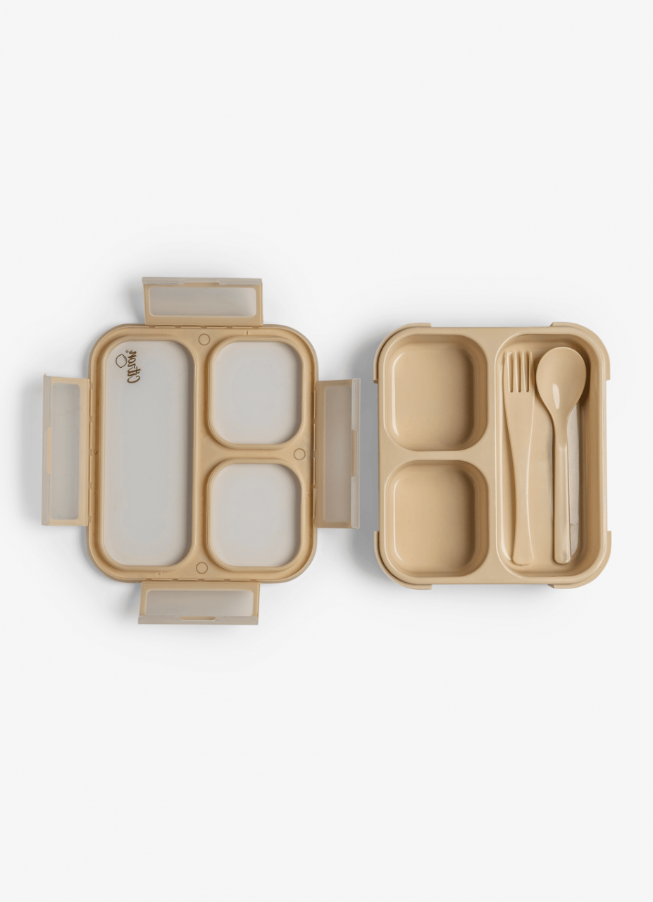 Caserola pentru prânz, cu furculiță și lingură - Beige [2]
