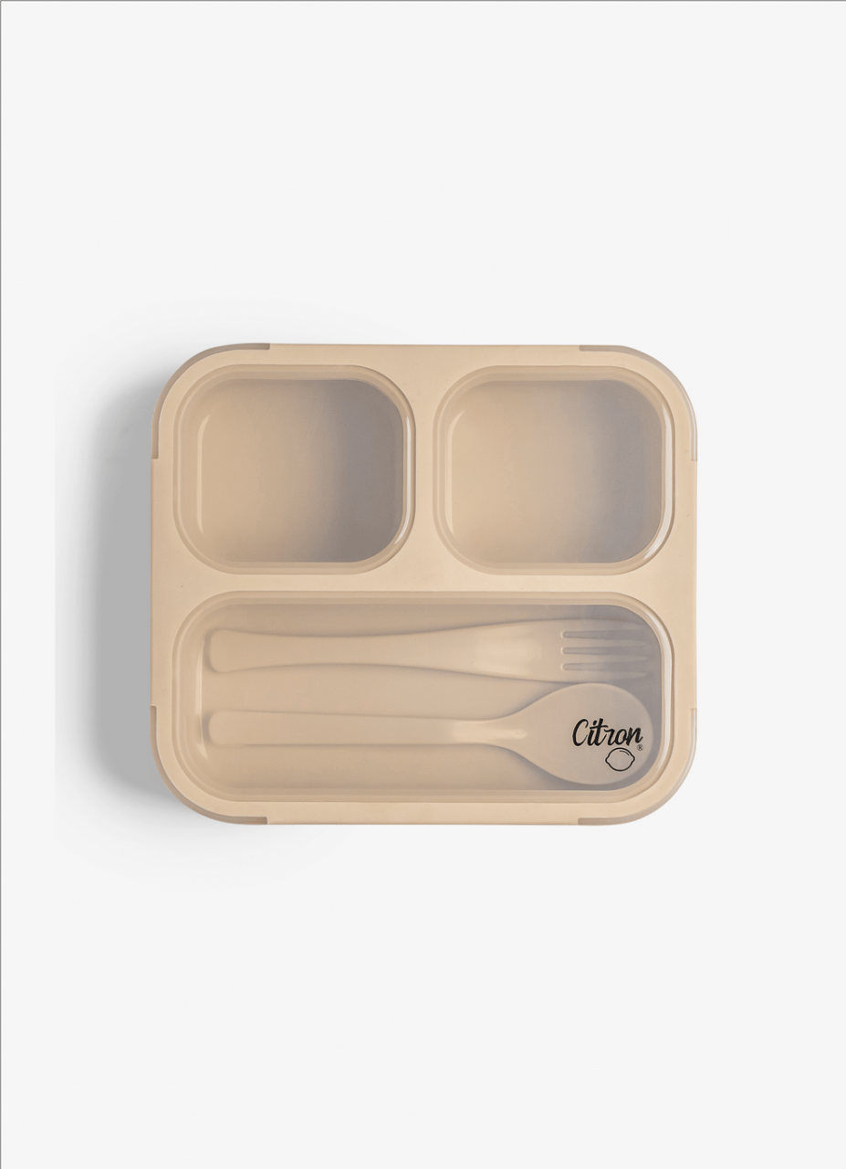 Caserola pentru prânz, cu furculiță și lingură - Beige [1]
