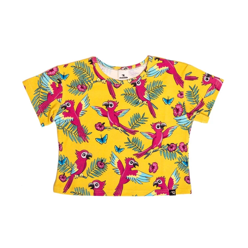 Crop top, bumbac organic, Yellow Parrot, Mullido [4]