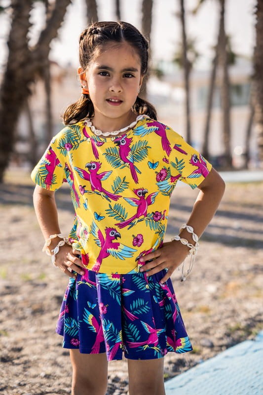 Crop top, bumbac organic, Yellow Parrot, Mullido [5]