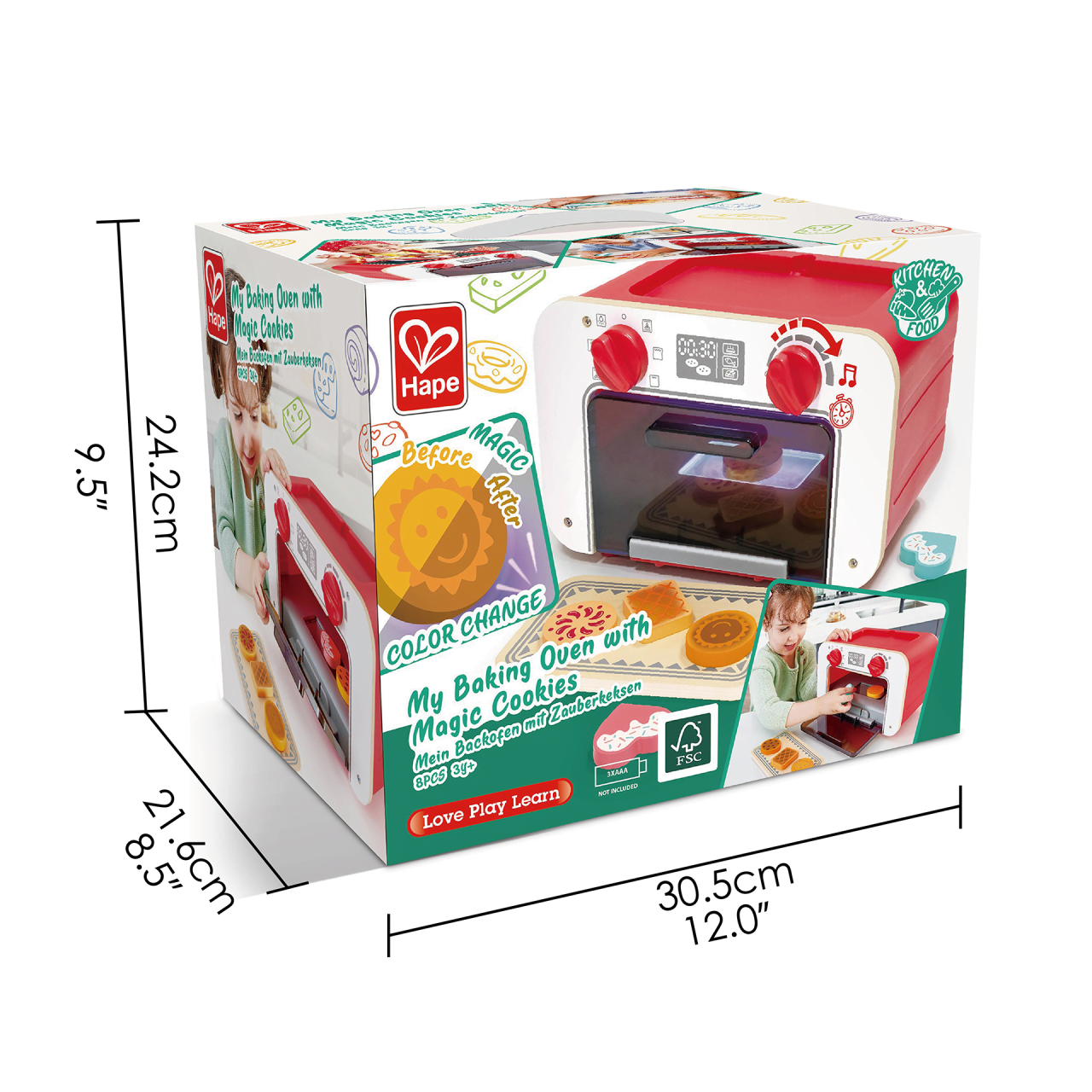 Cuptor de jucarie din lemn pentru copii, cu prajituri [5]