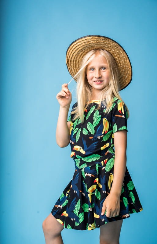 Fusta din bumbac organic cu pantaloni scurți atașați din vâscoză subțire, Black Toucan [2]