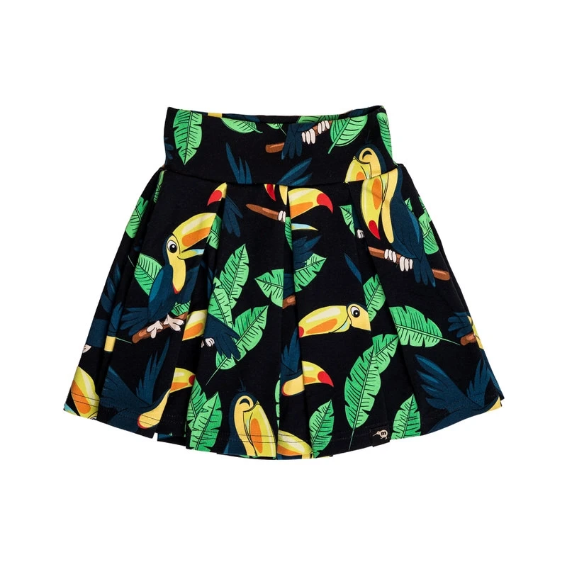 Fusta din bumbac organic cu pantaloni scurți atașați din vâscoză subțire, Black Toucan [3]