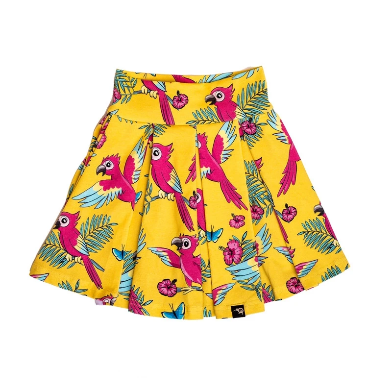 Fusta din bumbac organic cu pantaloni scurți atașați din vâscoză subțire, Yellow Parrot, Mullido [3]