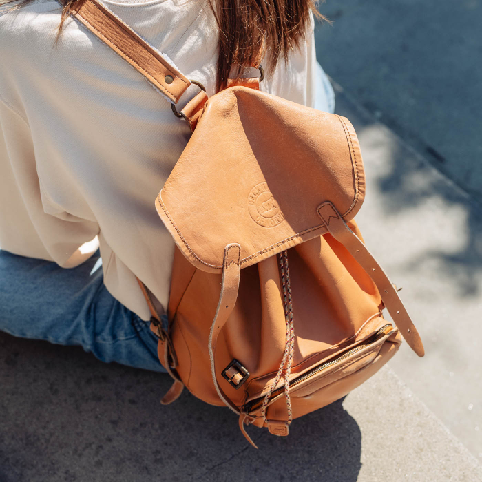 Ghiozdan de piele, Crem - 30 L [6]