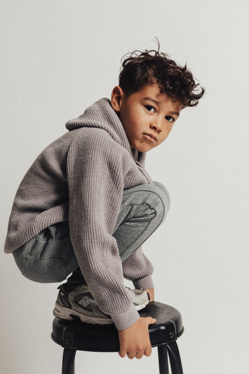 Hoodie Clay, bumbac organic, Greyish blue, Baje [2]