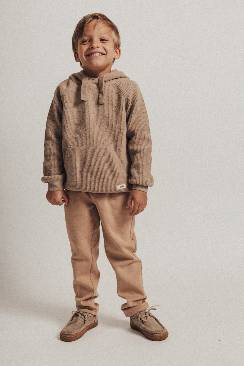 Hoodie Clay, bumbac organic, Peanut, Baje [3]
