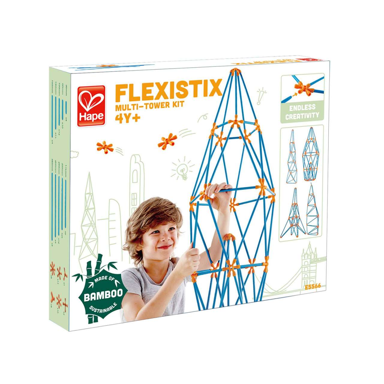 Jucarie din bambus Flexistix - Kit cu mai multe turnuri (132 piese) [3]