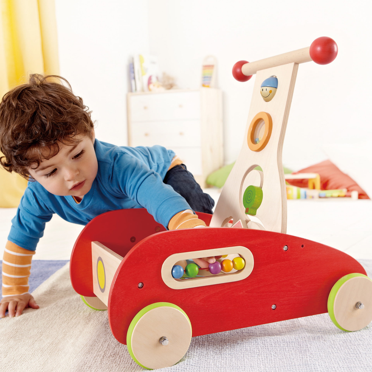 Jucarie din lemn - Antepremergator cu activitati rosu [2]