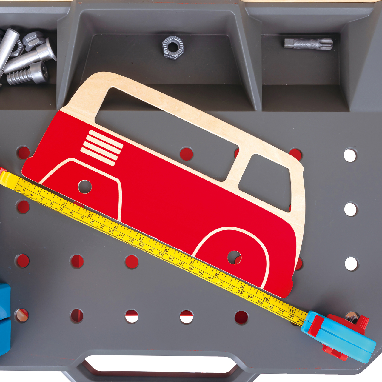Jucarie din lemn - Banc de lucru pentru service si reparatii auto (71 piese) [8]