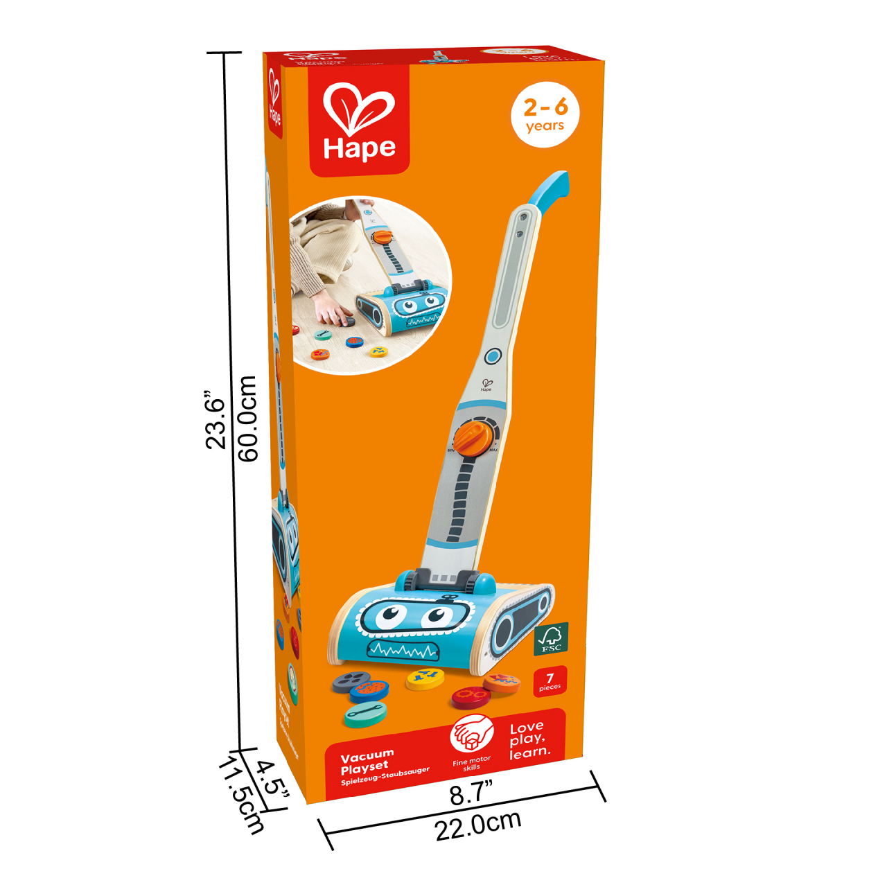 Jucarie din lemn - Set aspirator pentru copii (7 piese) [6]