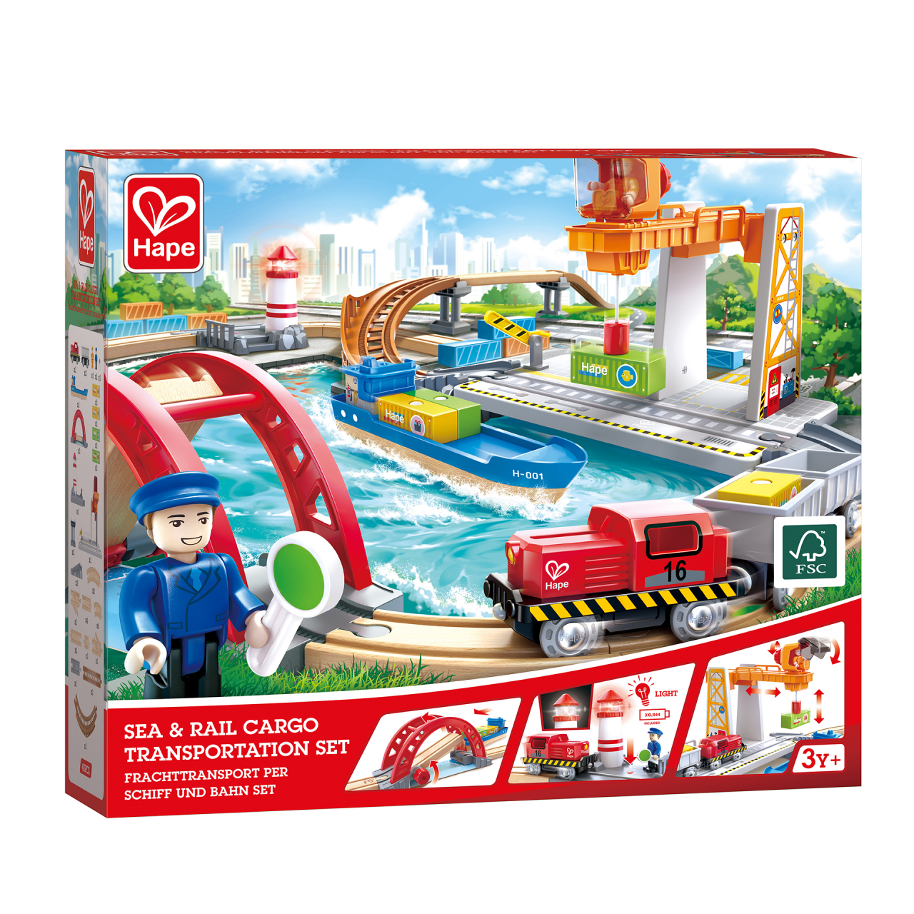 Jucarie din lemn - Set de transport maritim si feroviar (38 piese) [6]