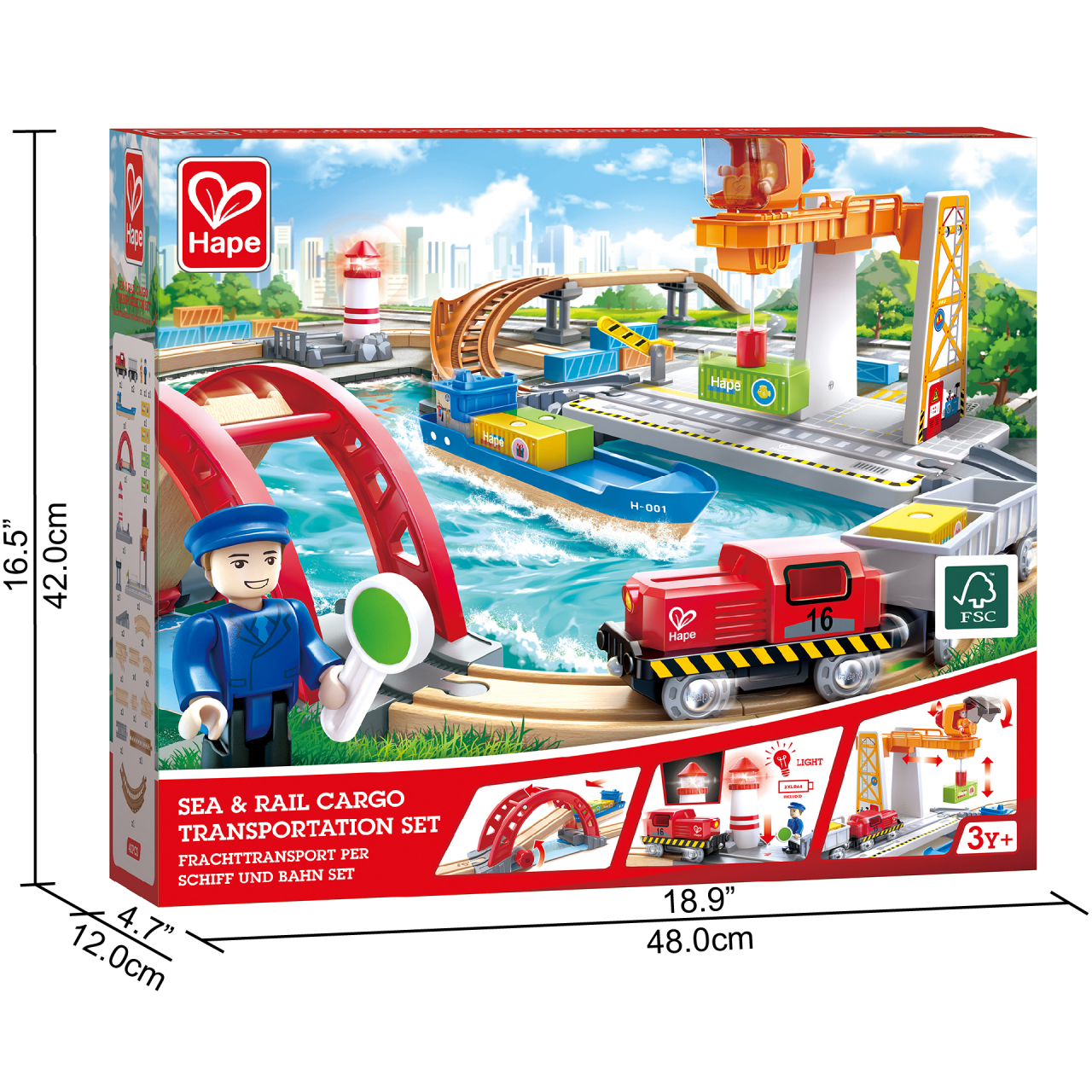 Jucarie din lemn - Set de transport maritim si feroviar (38 piese) [8]