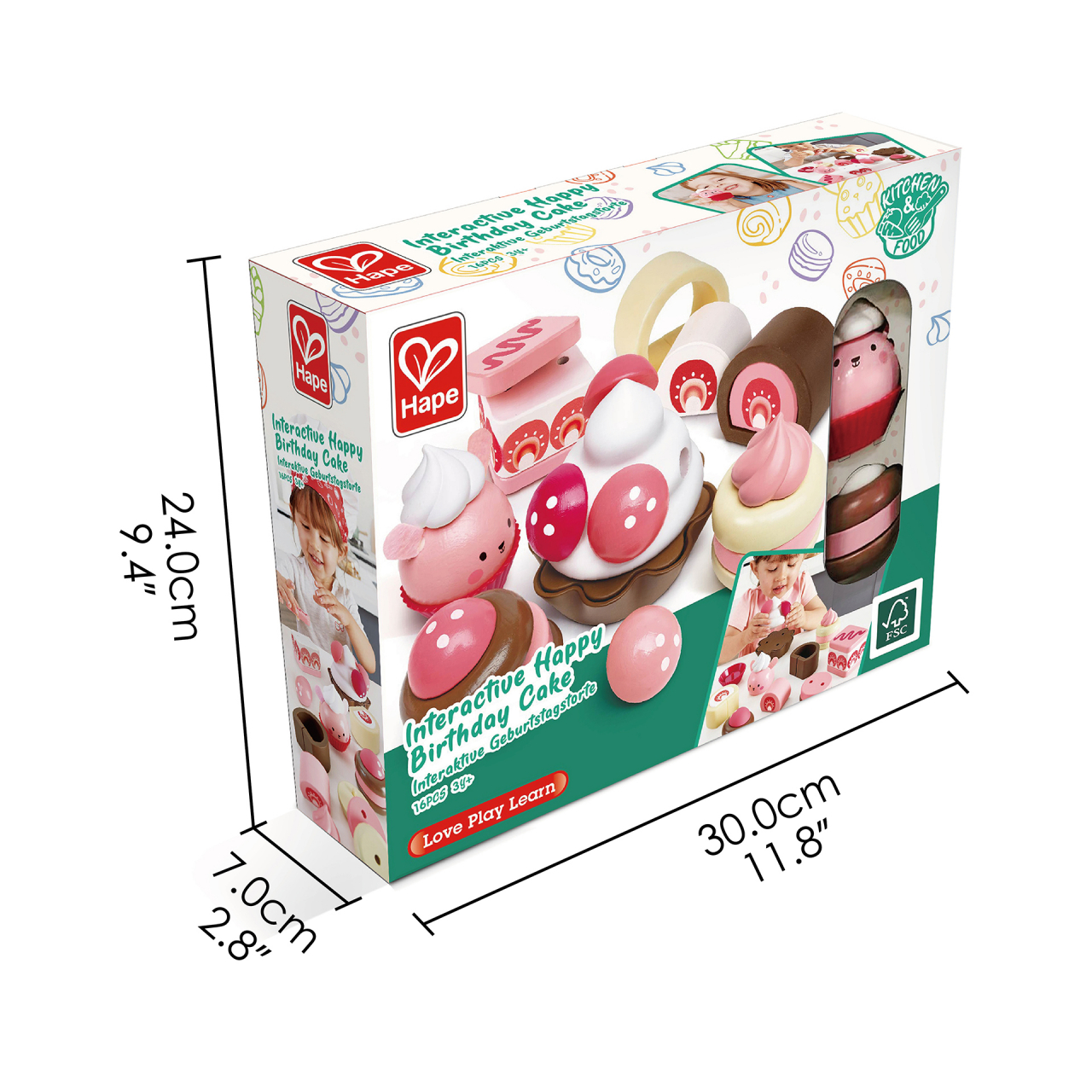 Jucarie din lemn - Set desert pentru copii cu capsuni (7 piese) [5]