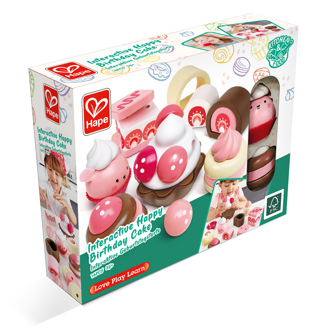 Jucarie din lemn - Set desert pentru copii cu capsuni (7 piese) [10]