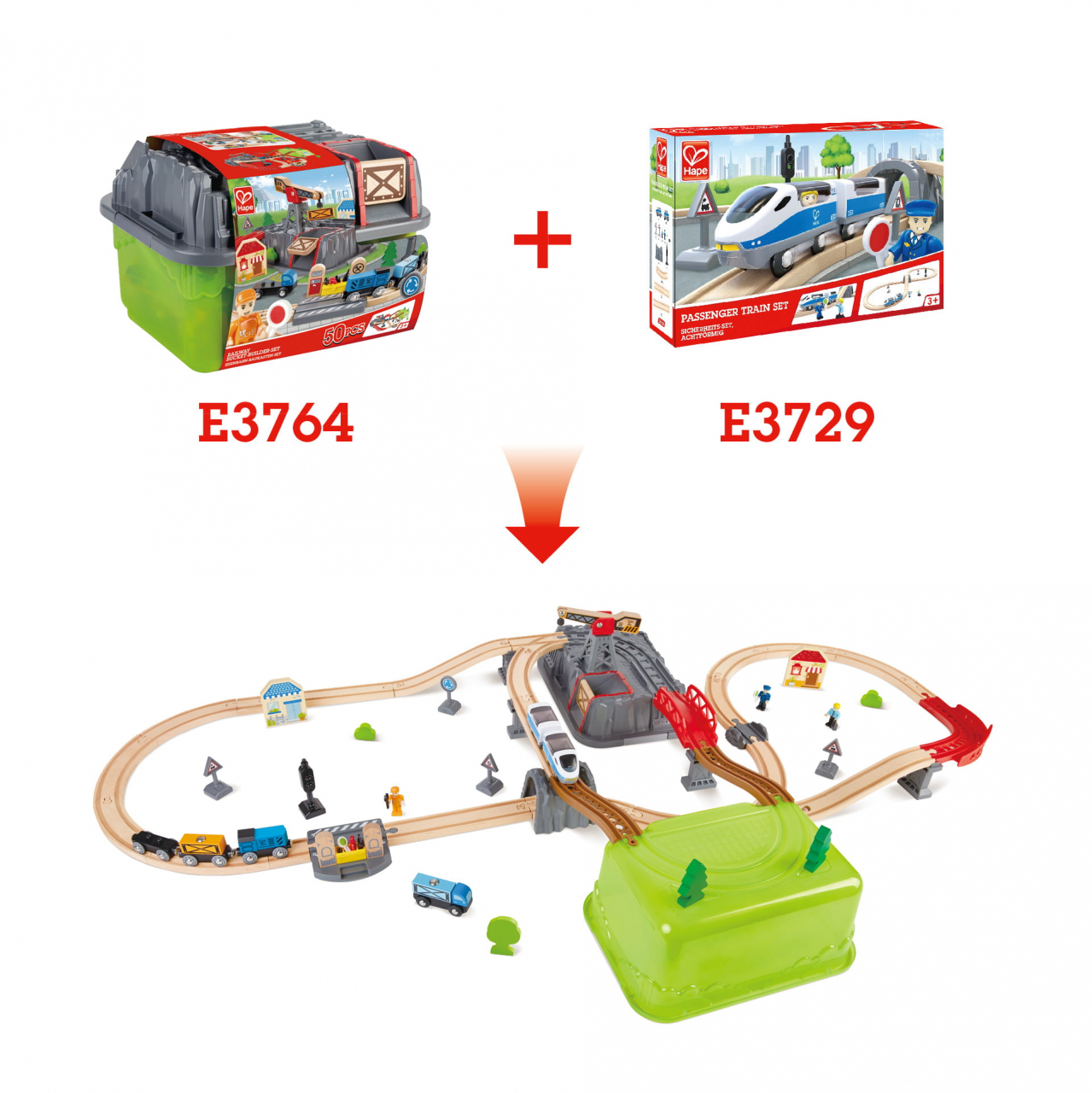 Jucarie din lemn - Set tren constructii (50 piese) [6]