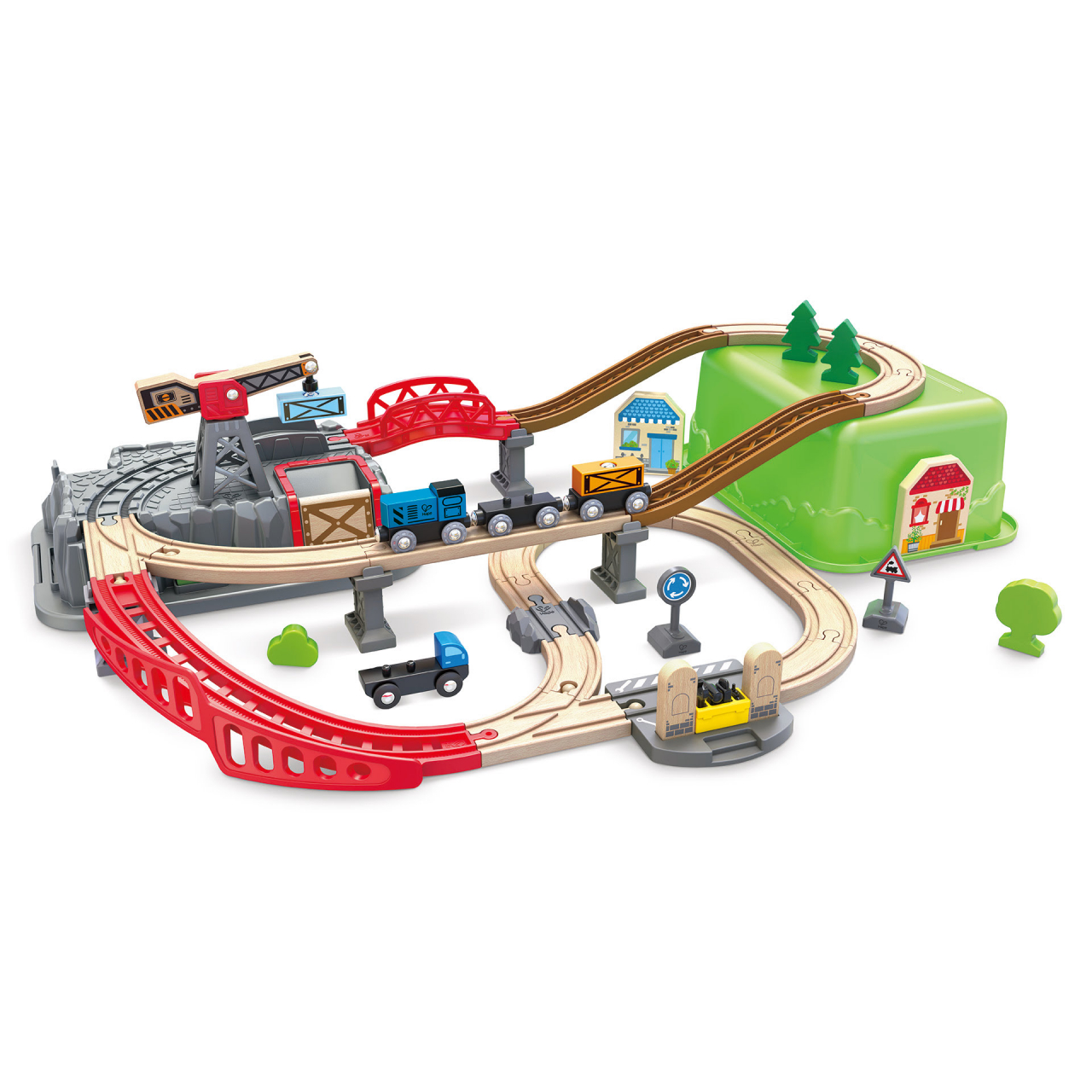 Jucarie din lemn - Set tren constructii (50 piese) [1]