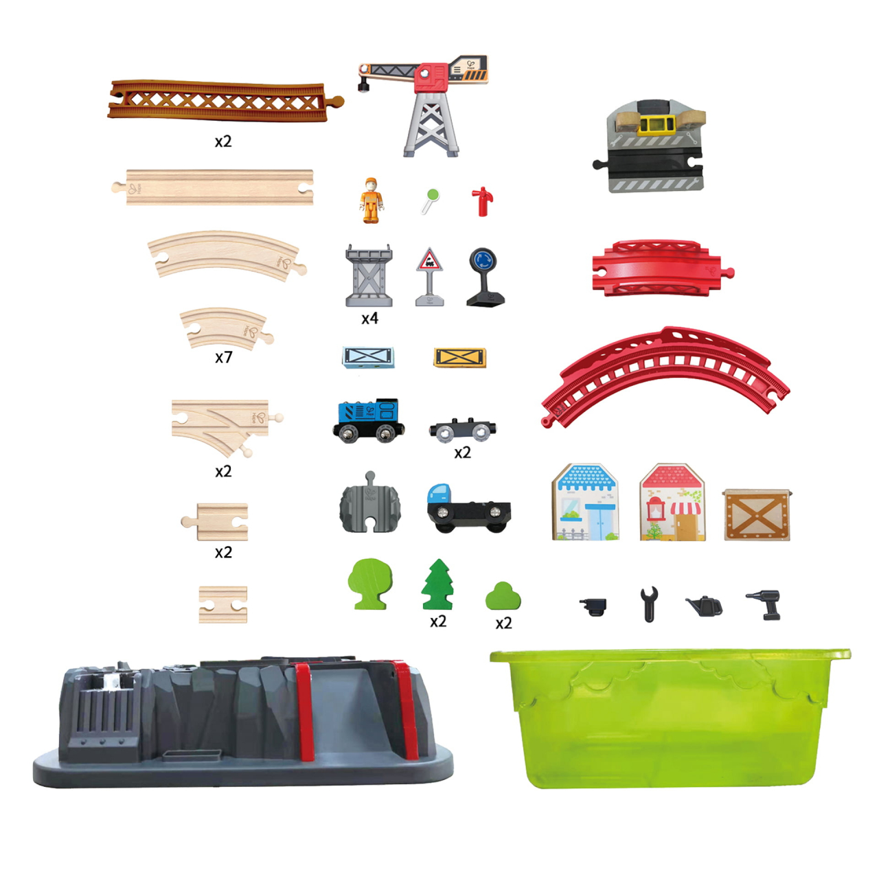 Jucarie din lemn - Set tren constructii (50 piese) [5]