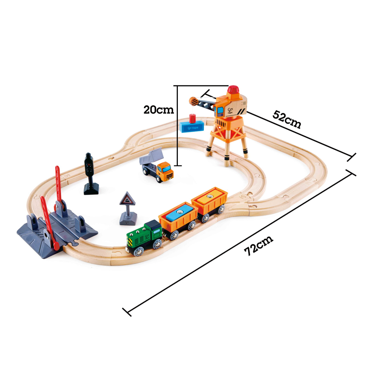 Jucarie din lemn - Set tren de marfa cu macara (34 piese) [6]