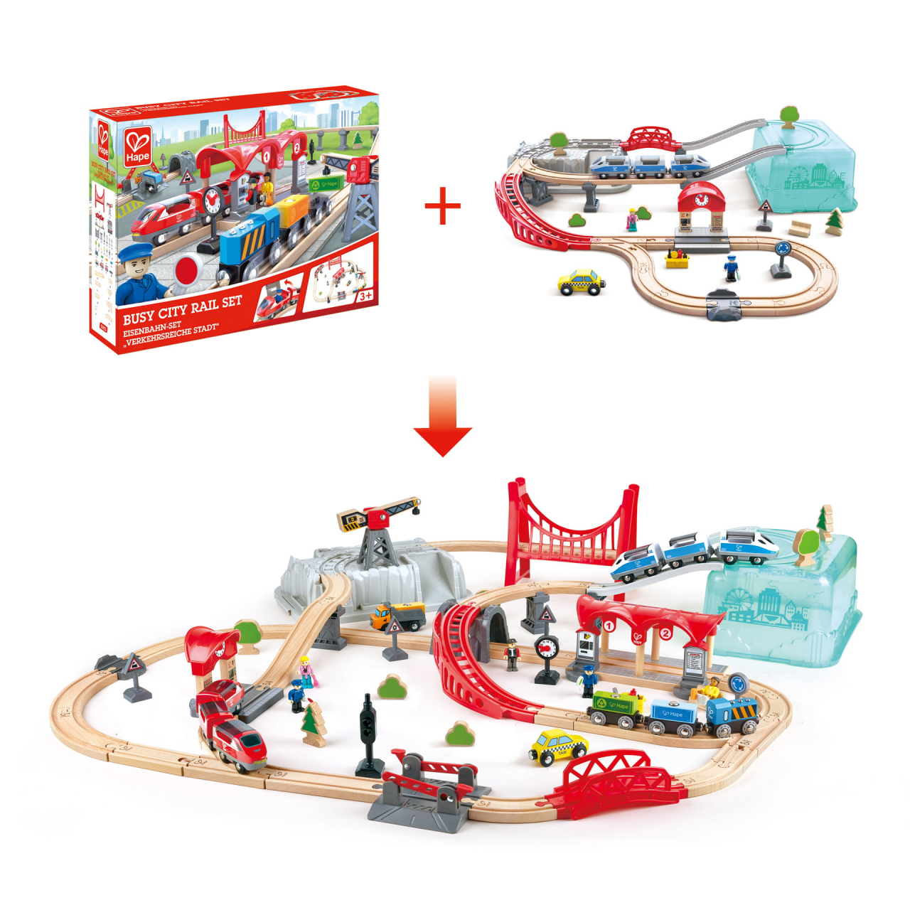 Jucarie din lemn - Set tren oras (48 piese) [5]