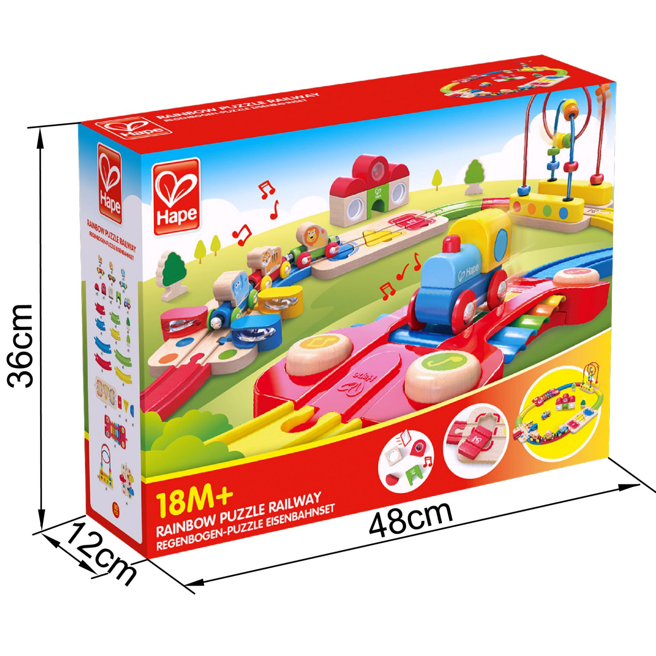 Jucarie din lemn - Sina de tren curcubeu cu puzzle (30 piese) [4]