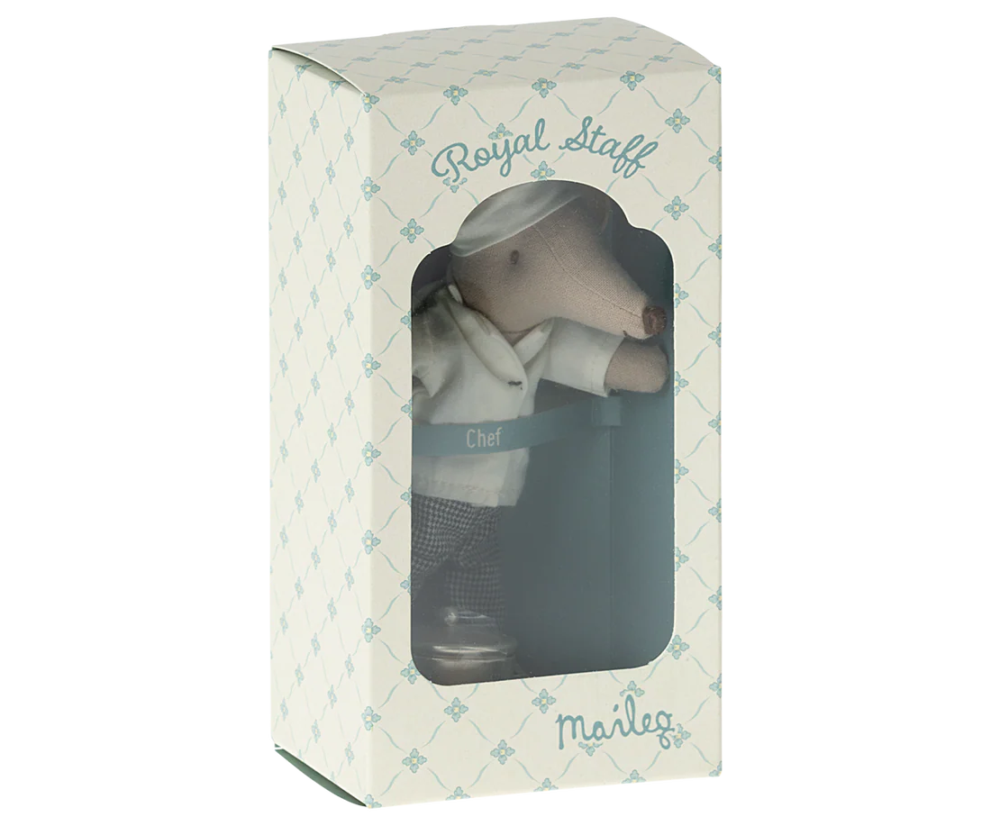 accesorii maileg - Jucarie textila -Șoarece bucătar cu oală de supă și lingură [4]