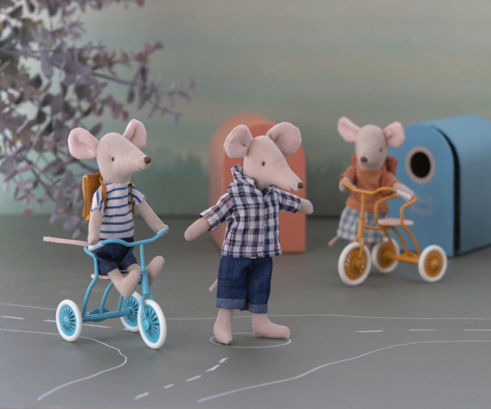 Jucărie textilă, Prince mouse, Tricycle mouse, Big brother with bag - Maileg [3]