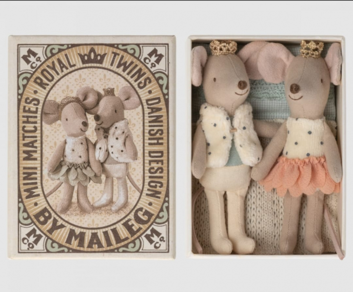 Jucarie textila - Royal twins mice. Little sister and brother in box [3]