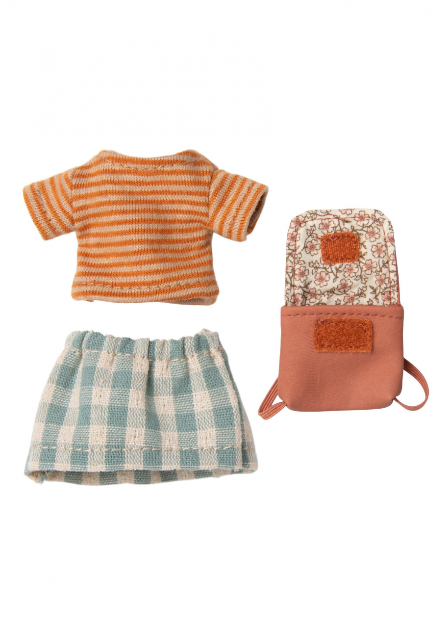 Jucarie textila, Tricycle mouse. Big sister with bag - old rose [2]