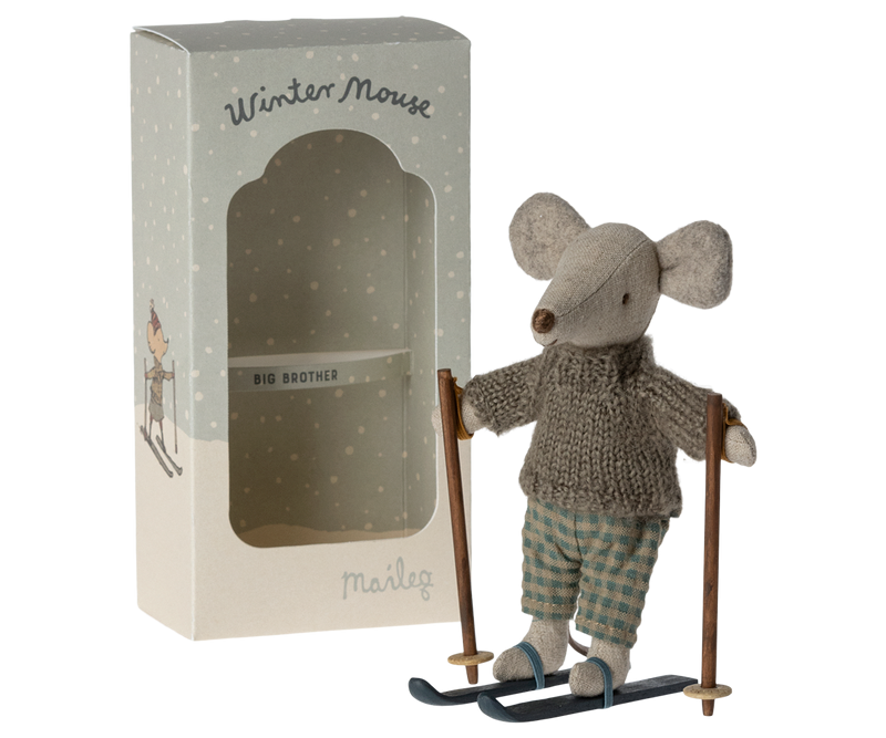 Jucărie textilă - Winter mouse with ski set. Big brother, Maileg [2]