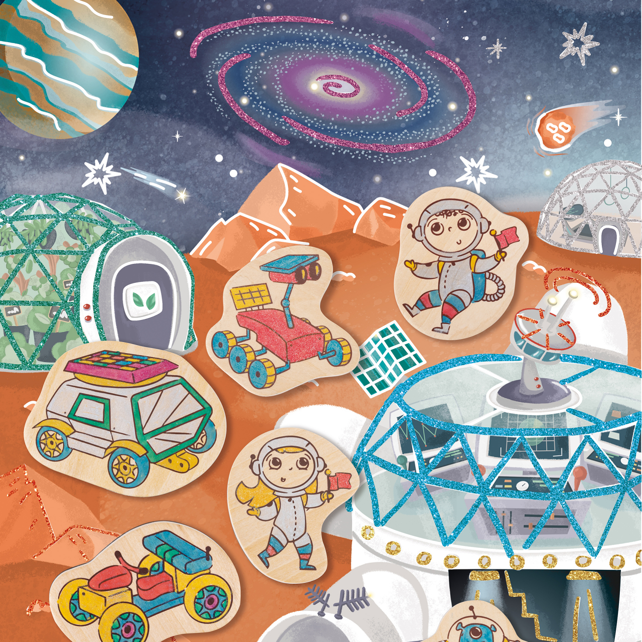 Kit de creat magneti pentru copii cu tematica Spatiu - 17 piese [7]