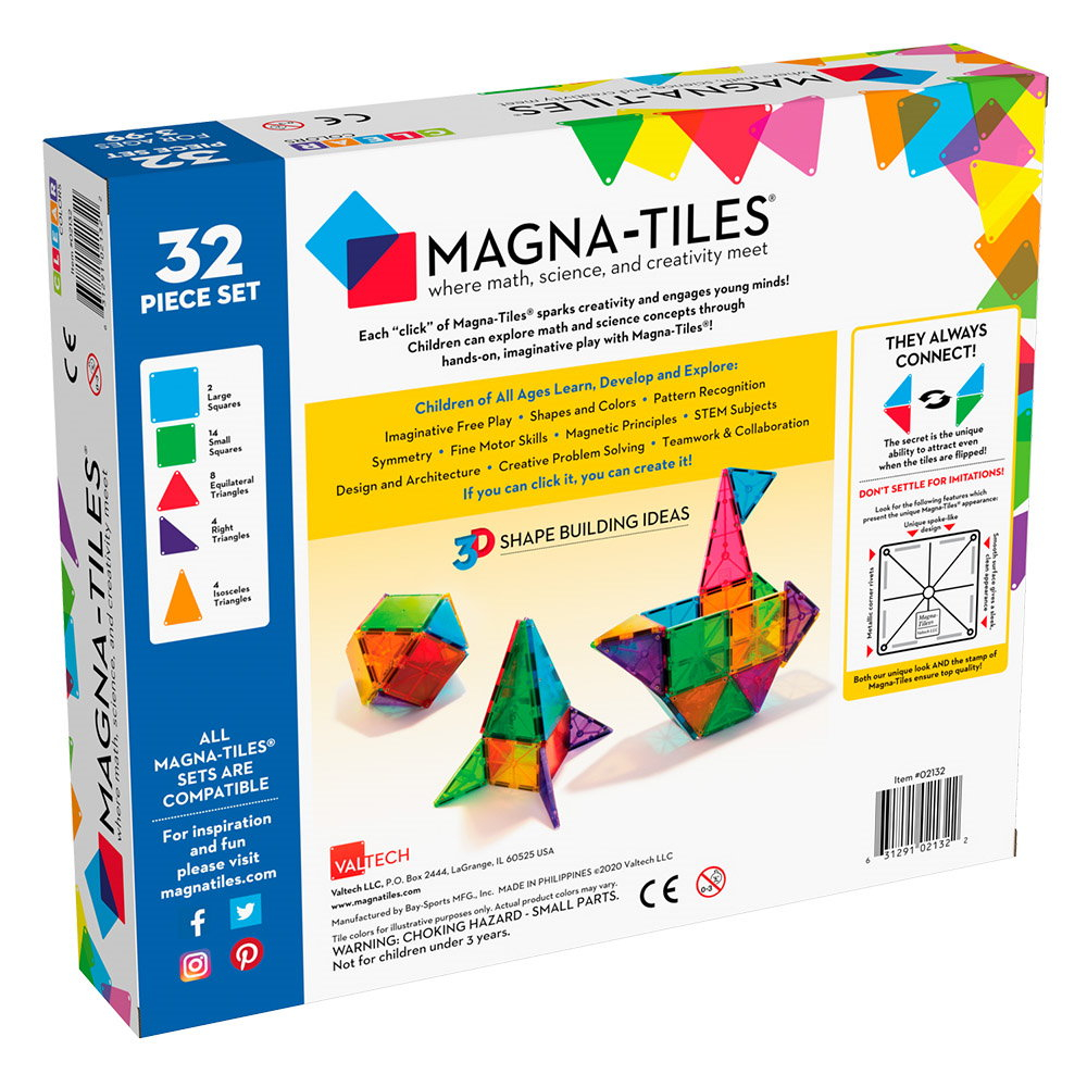 MAGNA-TILES Clear Colors, set magnetic 32 piese [6]