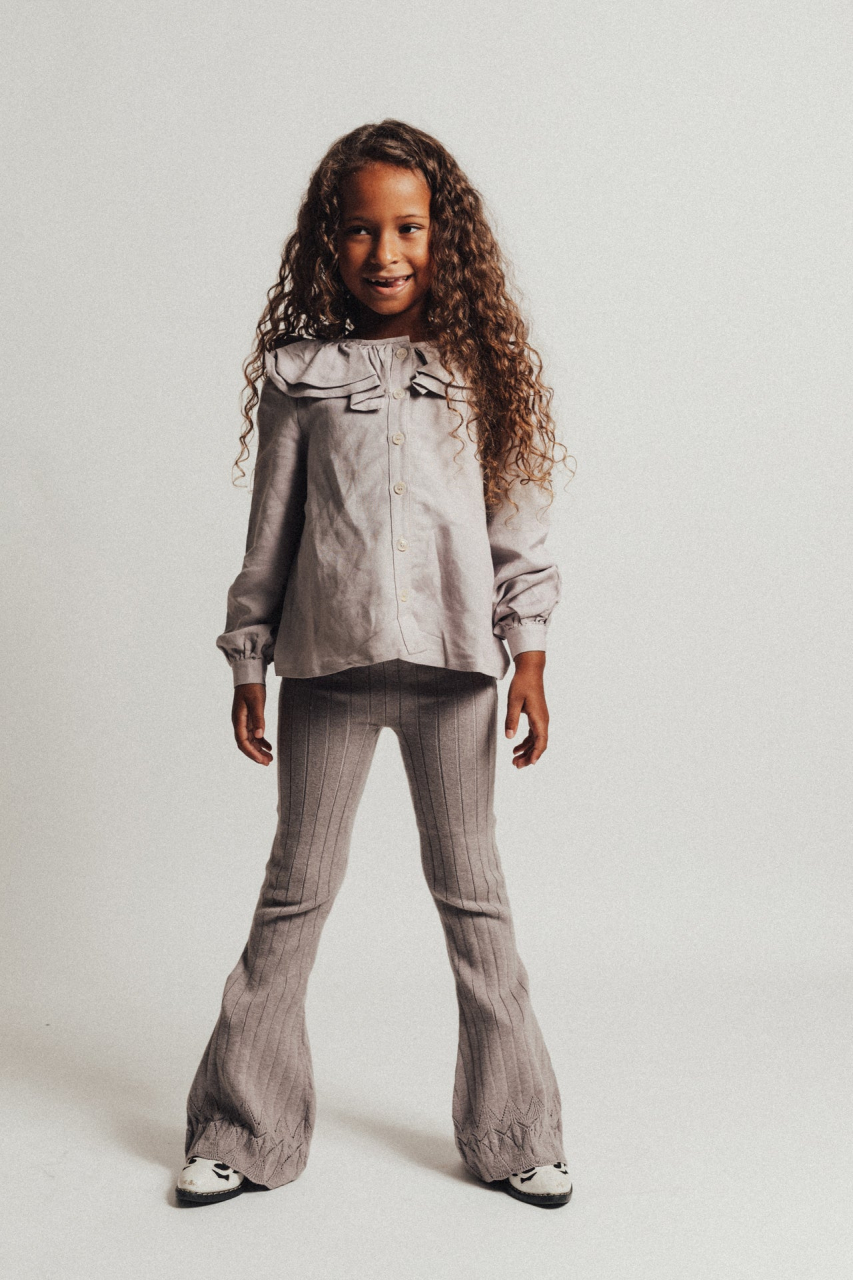 Pantaloni evazați, Mary, bumbac organic, culoarea Lilac [2]