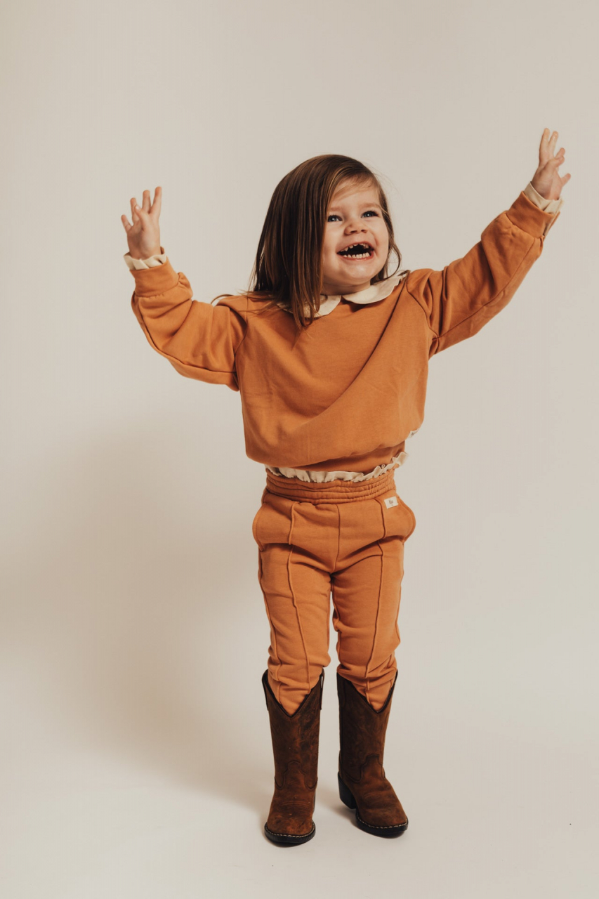 Pantaloni Wolvi, bumbac organic, culoarea peach, Baje [4]