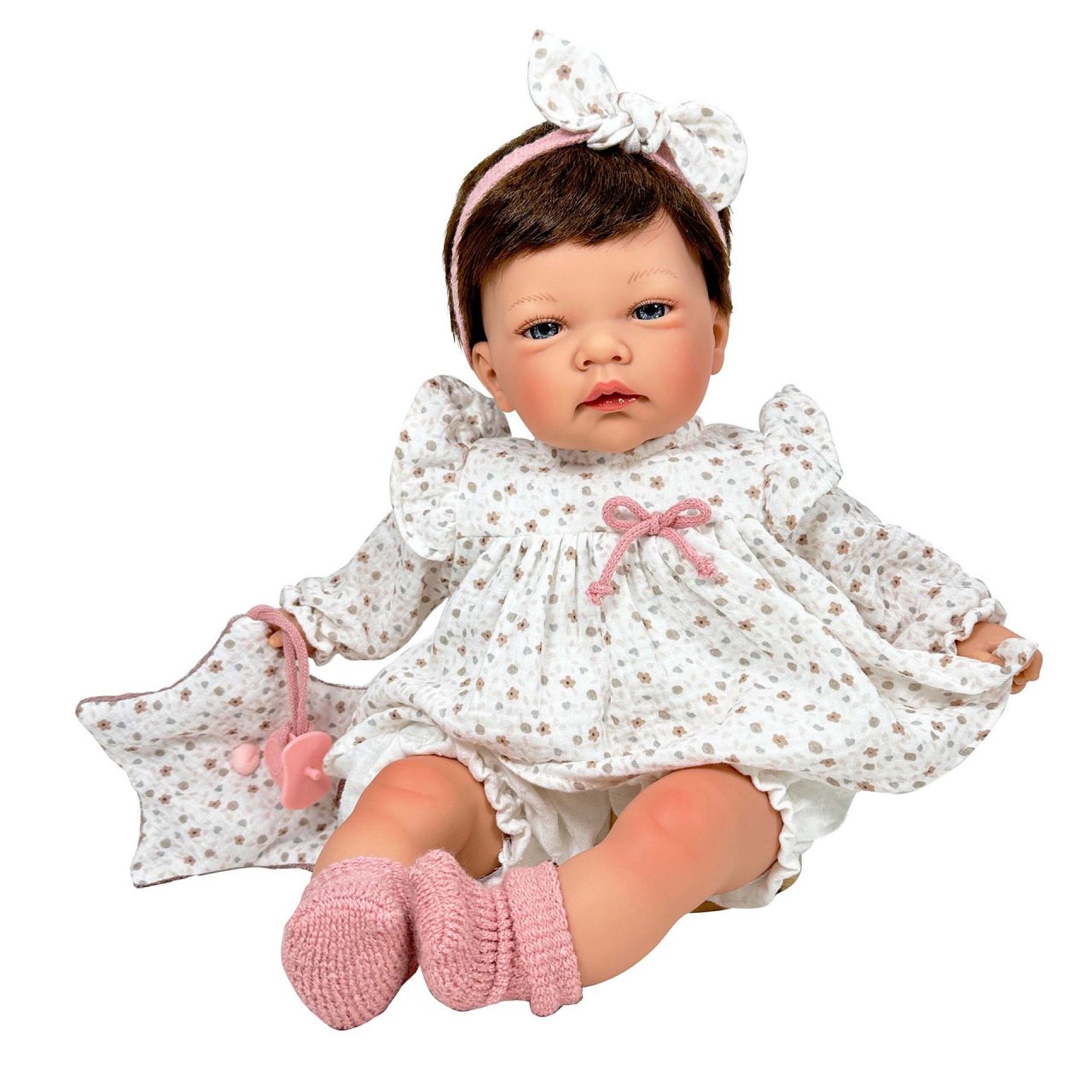 Papusa Nines D'Onil, Celia Liberty, cu sunete, cu parul saten, cu rochie alba, cu miros de vanilie, 45 cm [1]