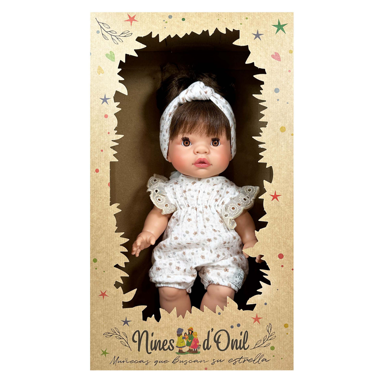 Papusa Nines D'Onil, Joy, cu parul saten, cu bentita alba, cu miros de vanilie, 37 cm [4]