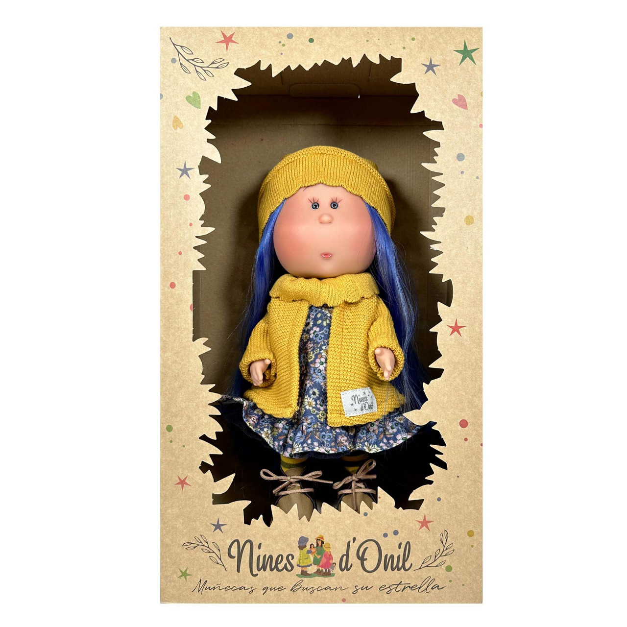 Papusa Nines D'Onil, Mia, cu parul albastru, cu articulatii, cu miros de vanilie, 30 cm [12]