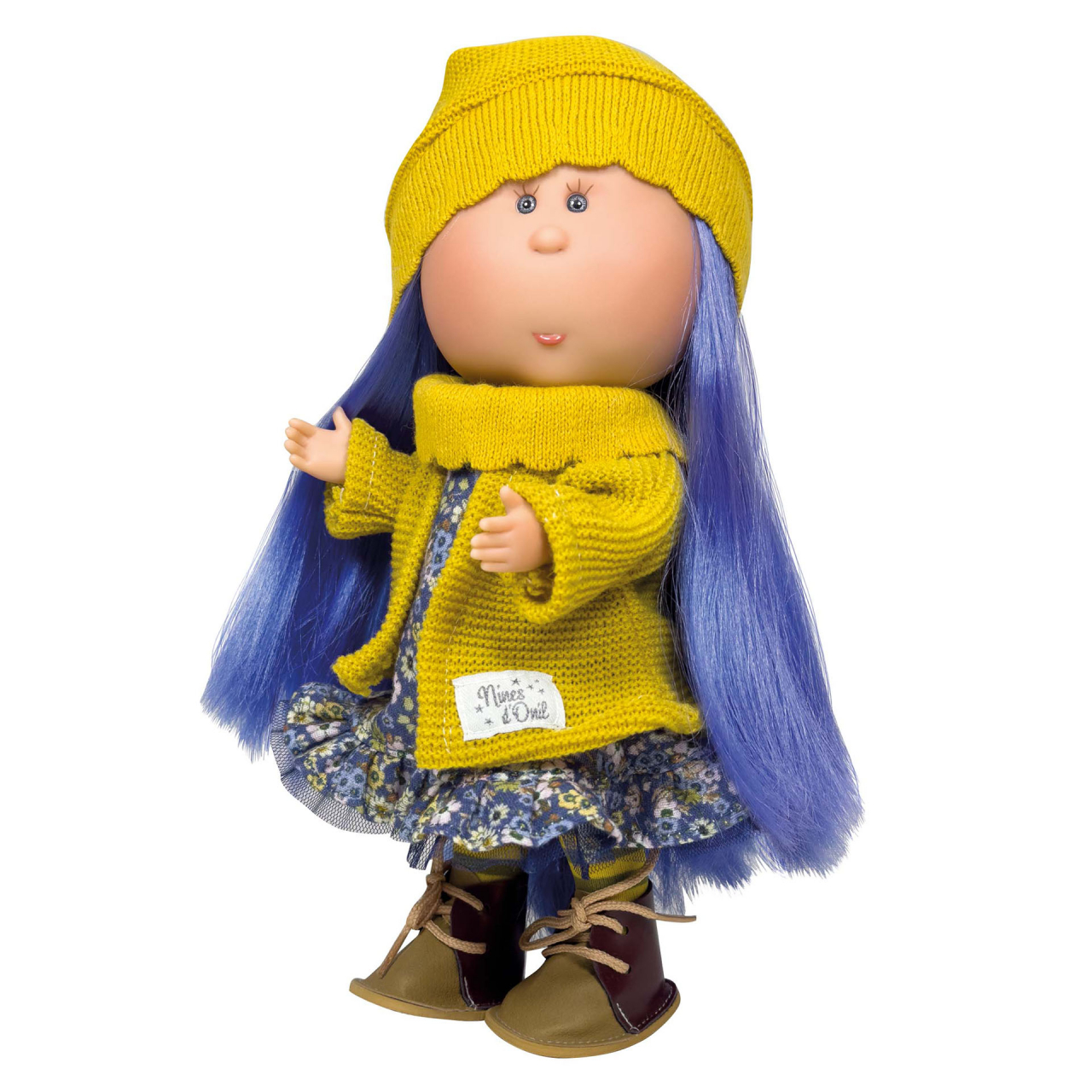 Papusa Nines D'Onil, Mia, cu parul albastru, cu articulatii, cu miros de vanilie, 30 cm [1]