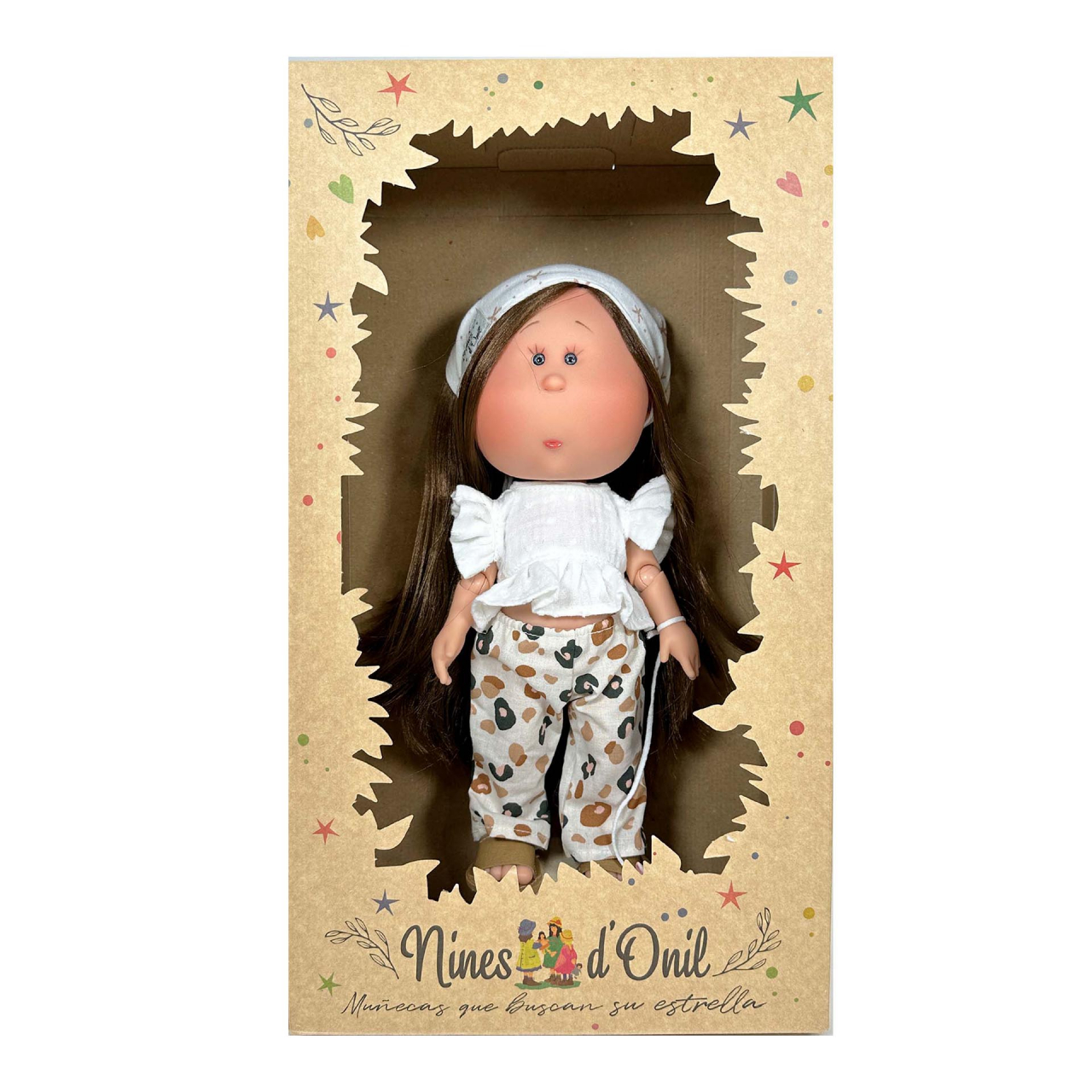 Papusa Nines D'Onil, Mia, cu parul saten drept, cu catel, cu articulatii, cu miros de vanilie, 30 cm [6]