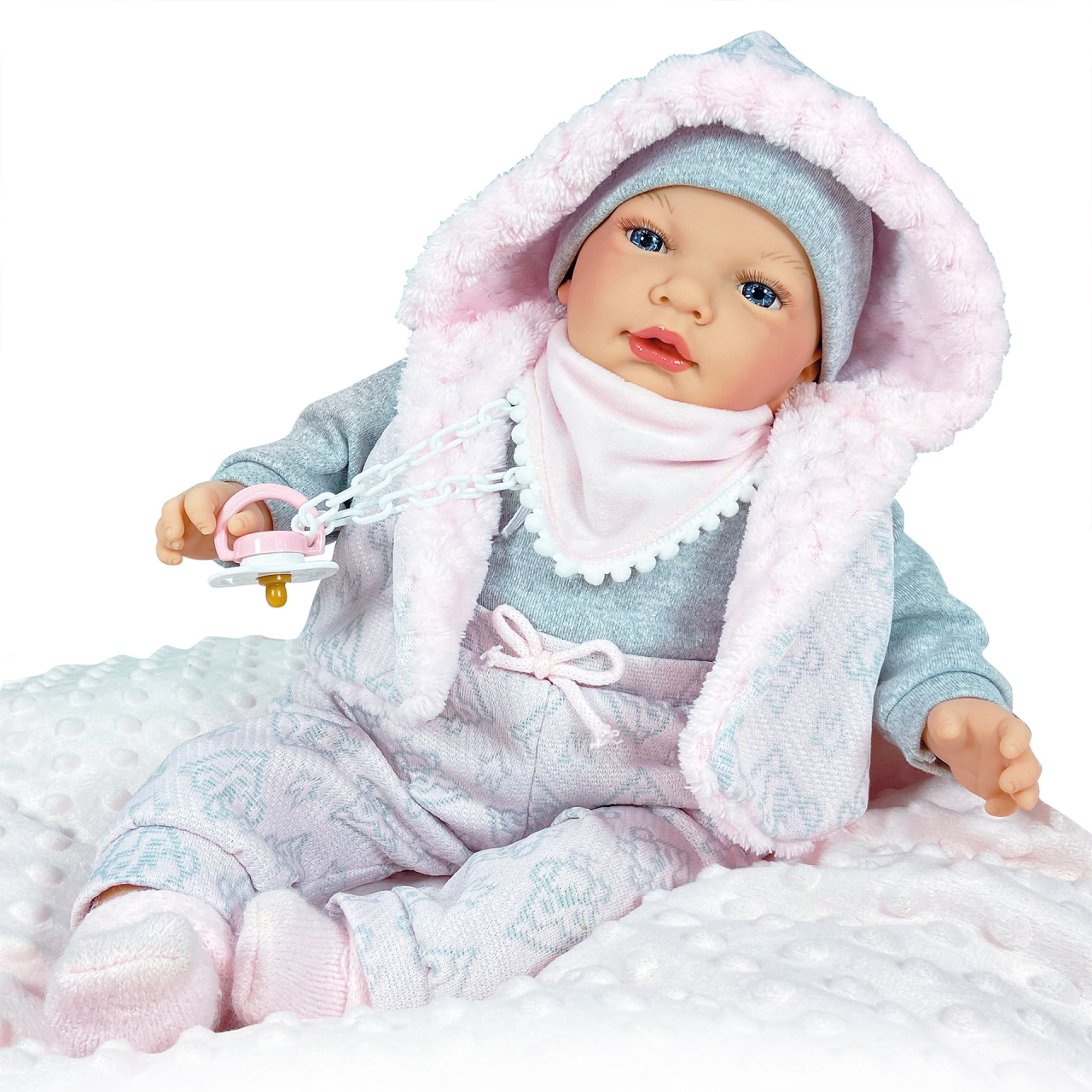 Papusa Nines D'Onil, Snow, nou-nascut, cu sunete, cu miros de vanilie, ambalata in saculet, 45 cm [1]