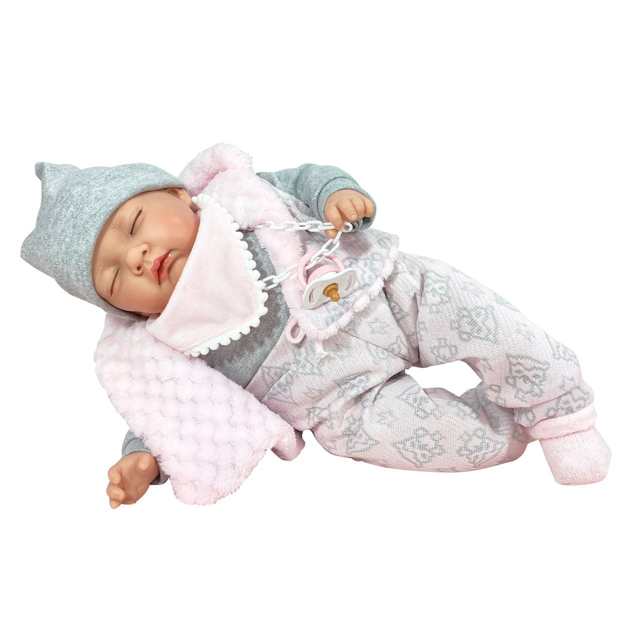 Papusa Nines D'Onil, Snow, nou-nascut, cu sunete, cu ochii inchisi, ambalata in cutie, cu miros de vanilie, 45 cm [1]